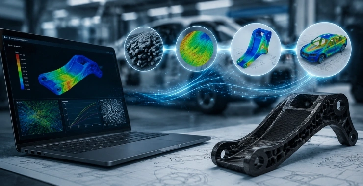 How Digimat Software Helps Engineers simulate composite materials using advanced material modeling, finite element analysis, and micromechanical simulation for engineering design.